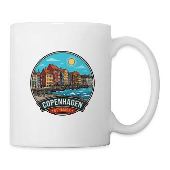 Kopenhagen, Dänemark, Nyhavn Harbor Reiseabzeichen - Tasse - Weiß - Rechts