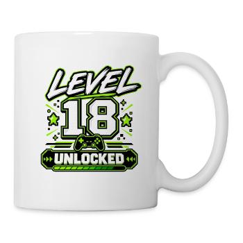Level 18 Unlocked – Gamer Geburtstagsgeschenk - Tasse - Weiß - Rechts