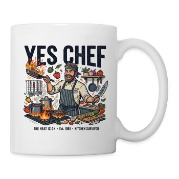 Ja, Koch, lustiger Koch - Tasse - Weiß - Rechts