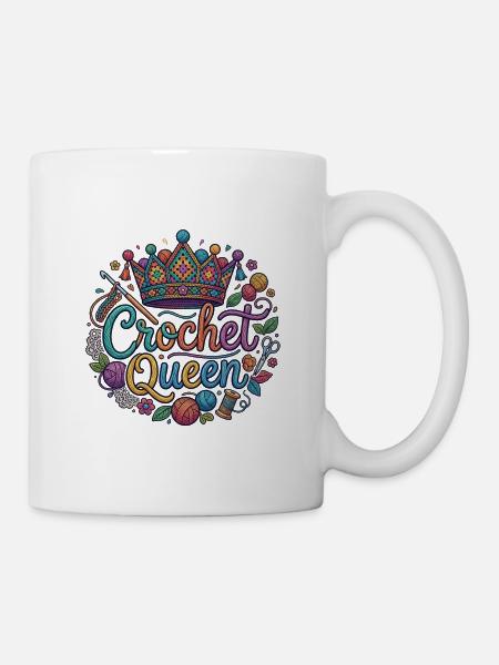 Gehäkelte Königinnenkrone - Tasse - Weiß