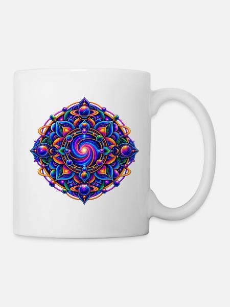 Kosmischer Lotus Wirbel - Tasse - Weiß