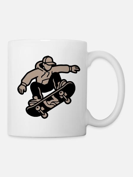 Skateboarder Trick Illustration - Tasse - Weiß