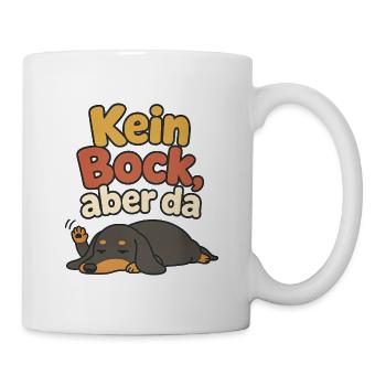 Platter Dackel Kein Bock aber da – Faul & müde - Tasse - Weiß - Rechts
