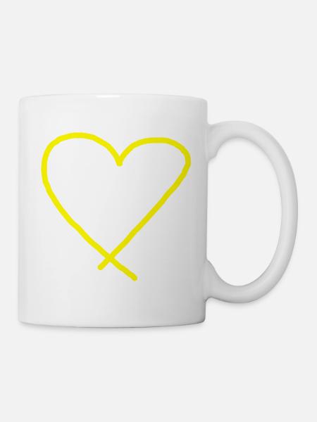 Gelbes Herz Geschenkidee Liebe  - Tasse - Weiß