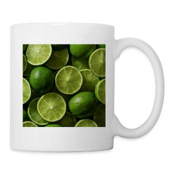 Grüne Limes im Freskomuster - Tasse - Weiß - Rechts
