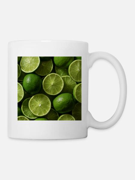 Grüne Limes im Freskomuster - Tasse - Weiß