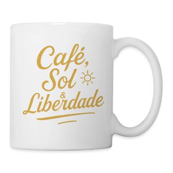 Café, Sol & Liberdade – Vintage-Tippfehler - Tasse - Weiß - Rechts