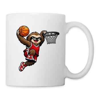 Faultier beim Basketball Slam Dunk - Tasse - Weiß - Rechts