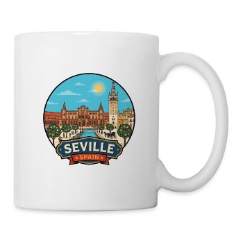 Sevilla, Spanien Plaza de Espana Giralda Abzeichen - Tasse - Weiß - Rechts