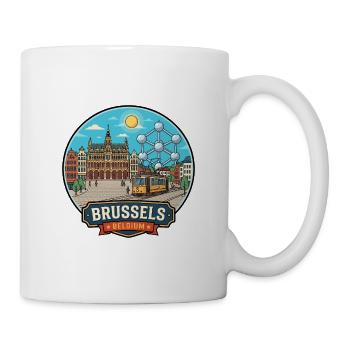 Brüssel, Belgien Grand Place Atomium Abzeichen - Tasse - Weiß - Rechts