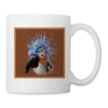Krallo Kreisch™ Kultvogel Pop-Out Lederoptik braun - Tasse - Weiß - Rechts