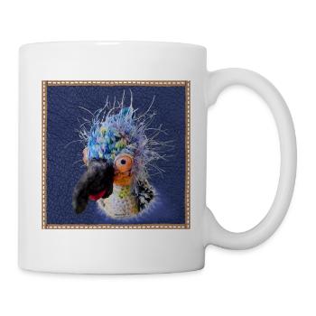 Krallo Kreisch™ Kultvogel Pop-Out Lederoptik blau - Tasse - Weiß - Rechts