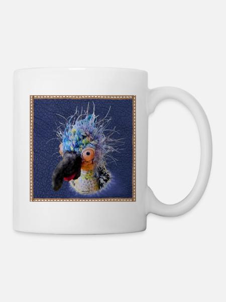 Krallo Kreisch™ Kultvogel Pop-Out Lederoptik blau - Tasse - Weiß