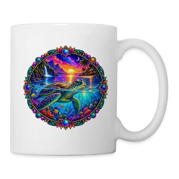 Kosmische Schildkröte Kristalle - Tasse - Weiß - Rechts