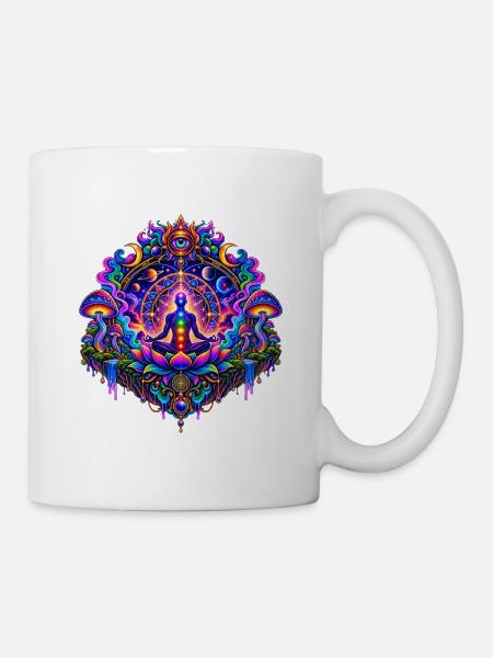 Chakren Meditation Mandala - Tasse - Weiß