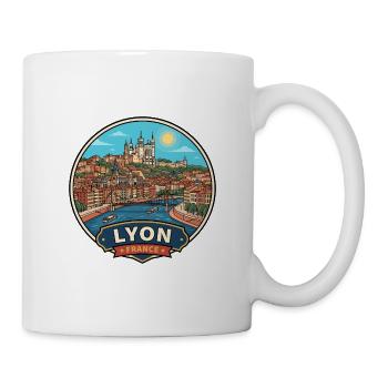 Lyon, Frankreich Fourviere Saone River Reiseabzeichen - Tasse - Weiß - Rechts