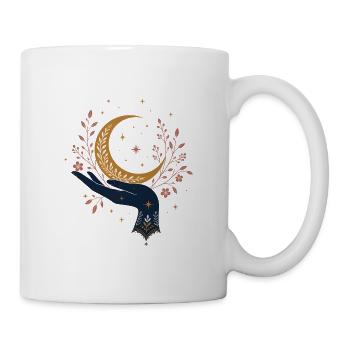 Himmlische Hand mit Mond – Celestial Dark Academia - Tasse - Weiß - Rechts