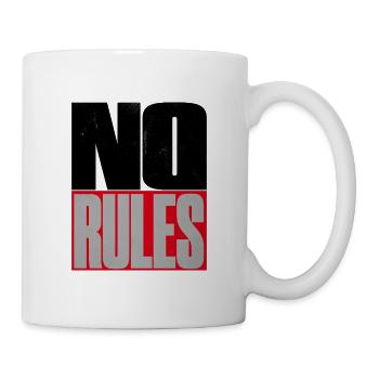 NO RULES – Brutalistischer Statement Schriftzug - Tasse - Weiß - Rechts