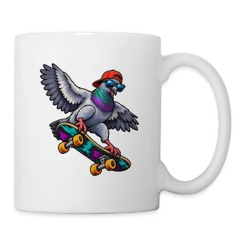 Coole Taube beim Skateboarding - Tasse - Weiß - Rechts