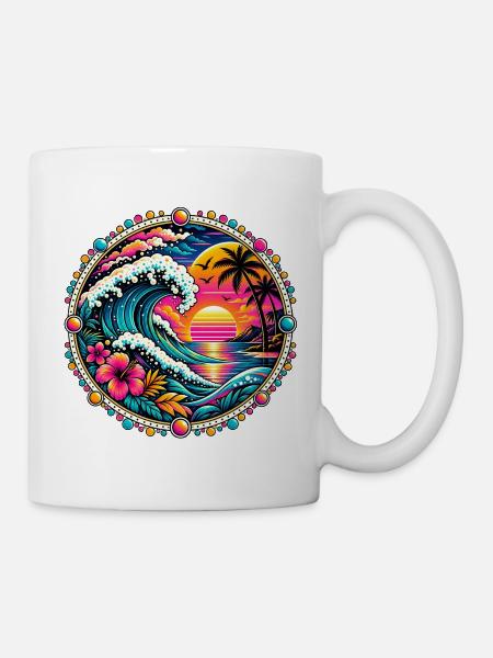 Psychedelische Tropenwelle - Tasse - Weiß