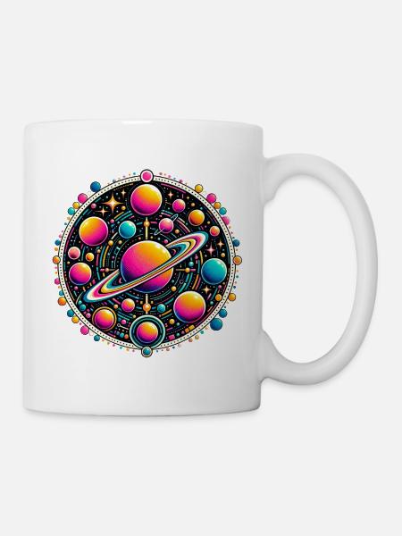 Kosmische Planeten Neon - Tasse - Weiß