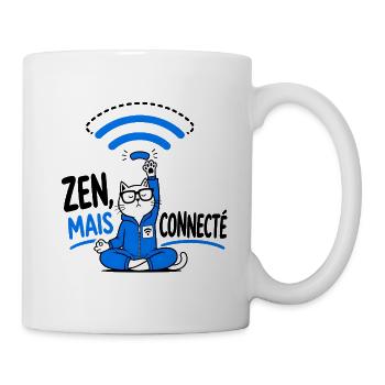 ZEN, ABER VERBUNDEN – Lustige Geek-Wi-Fi-Katze - Tasse - Weiß - Rechts