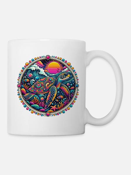 Psychedelische Meeresschildkröte - Tasse - Weiß