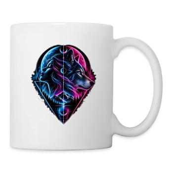 Neon Wolf Mond Geometrie - Tasse - Weiß - Rechts