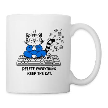 Alles löschen Behalte die Katze – Geek-Katze - Tasse - Weiß - Rechts