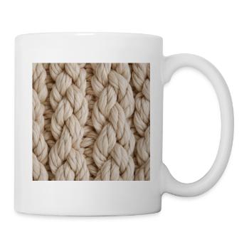 Natürlicher, ungebleichter Wollzopf - Tasse - Weiß - Rechts