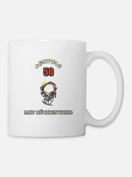 Fünfzig mit Rückenwind - Tasse - Weiß