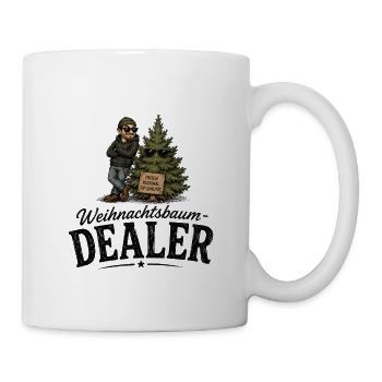Weihnachtsbaum Dealer witziges Motiv - Tasse - Weiß - Rechts