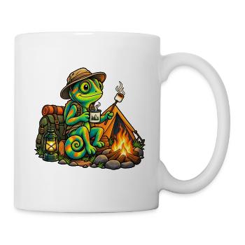 Chamäleon beim Camping - Tasse - Weiß - Rechts