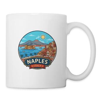 Neapel, Italien, Vesuv-Bucht Reiseabzeichen - Tasse - Weiß - Rechts