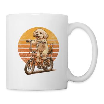 Maltipoo auf Bonanza-Rad – Retro Hund Design - Tasse - Weiß - Rechts
