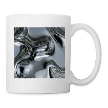 Abstraktes flüssiges Chrom - Tasse - Weiß - Rechts