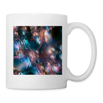 Irisierende metallische Blasen - Tasse - Weiß - Rechts