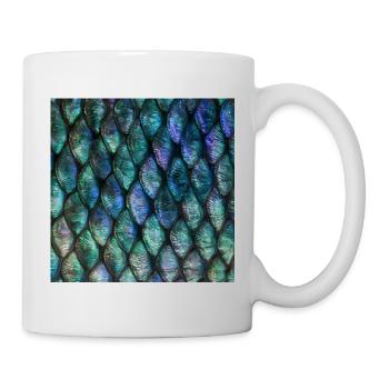 Irisierender Türkis und blaue Schuppen - Tasse - Weiß - Rechts