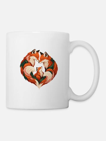 Fuchsfamilienherz - Tasse - Weiß