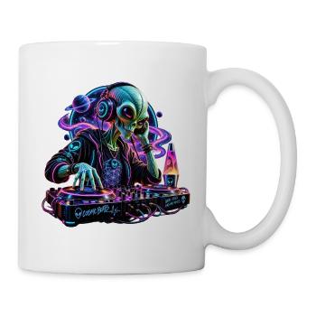 Kosmischer Alien DJ - Tasse - Weiß - Rechts