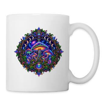 Kosmisches Pilz Mandala - Tasse - Weiß - Rechts