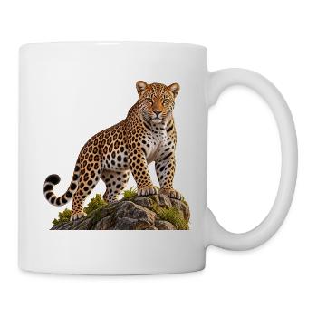 Leopard Realistisch auf Felsen - Tasse - Weiß - Rechts