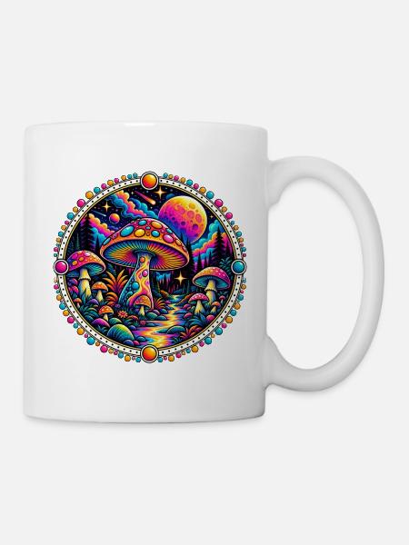 Psychedelischer Pilzwald - Tasse - Weiß