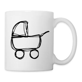 Kinderwagen handgezeichnet - Tasse - Weiß - Rechts