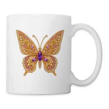 Goldener Edelstein-Schmetterling - Tasse - Weiß - Rechts