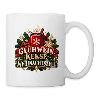 Glühwein Kekse Weihnachtszeit – Winterdesign - Tasse - Weiß - Rechts