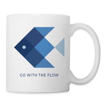 GO WITH THE FLOW – reduzierter  Fisch - Tasse - Weiß - Rechts