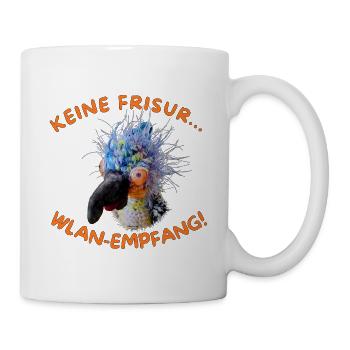 Krallo Kreisch™'s WLAN-Empfang statt(liche) Frisur - Tasse - Weiß - Rechts