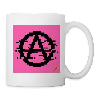 Glitch Anarchy – Pixel Punk Shirt - Tasse - Weiß - Rechts