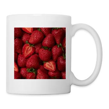 Frische rote Erdbeeren - Tasse - Weiß - Rechts